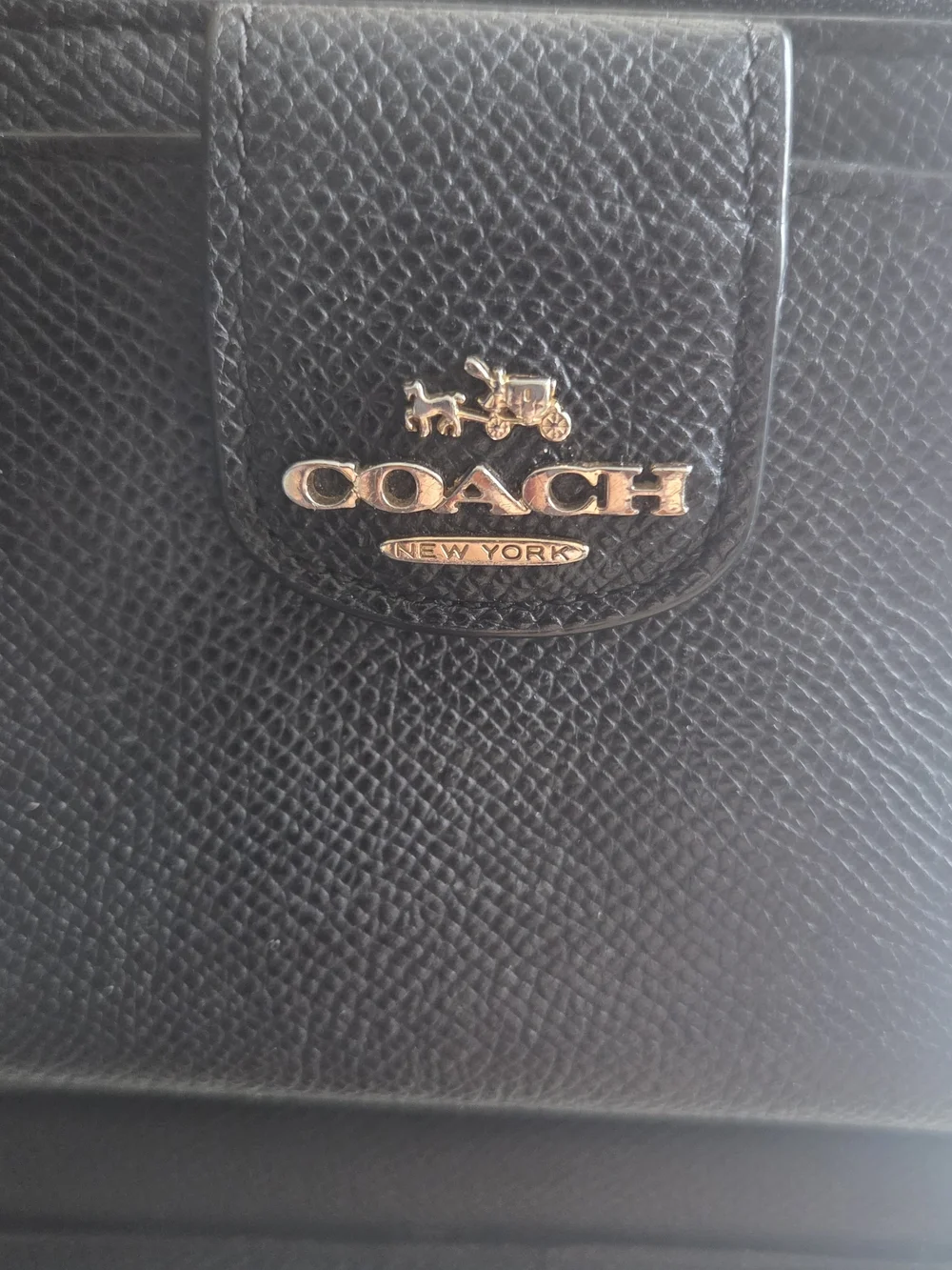 Coach New York Black Leather Accordion Wristlet Wallet Gold Hardware - Picture 4 of 17
